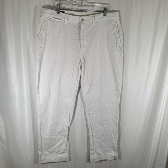 Polo Ralph Lauren Pants Men's 38x30 White Flat Front Pockets 100% Cotton - Picture 1 of 11